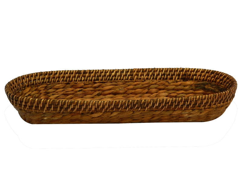 Vietnam water hyacinth bread basket with rattan 